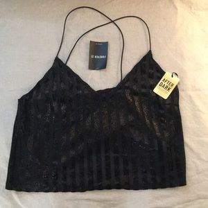 Black Crop Top Striped with Gold